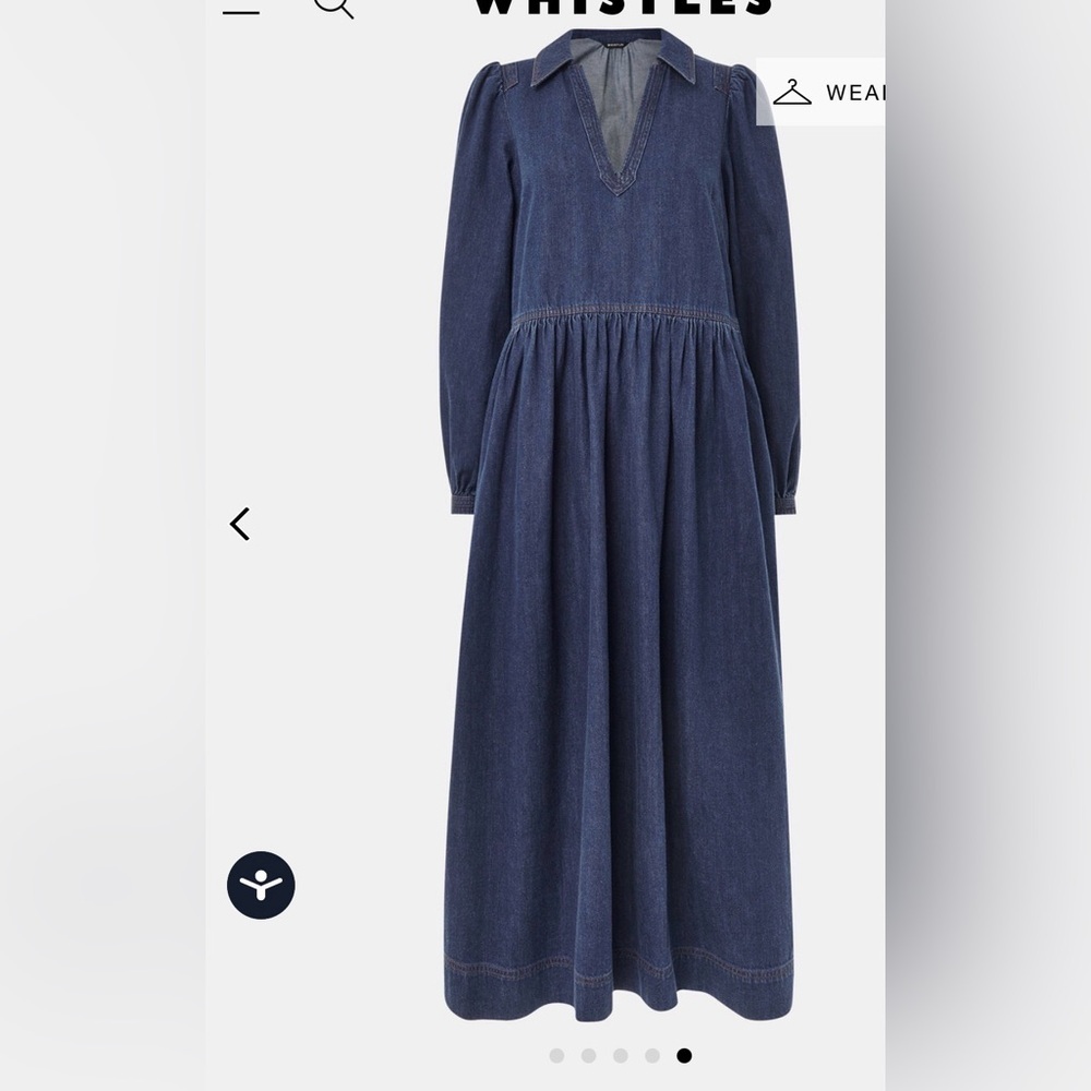 Whistles Blue Maxi Dress Denim Rina Trapeze size 6
